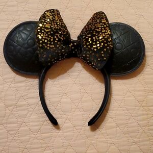 Disney Parks 50th Minnie Ears Headband|Black and Gold